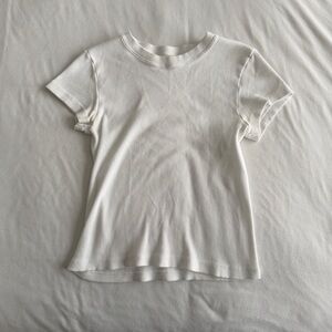 Brandy Melville White Ribbed Short Sleeve Tee